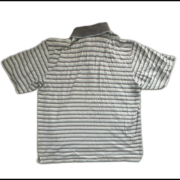 Clubhouse Collection Men's Light Blue Gray White Striped Polo Shirt Size L - Picture 9 of 10